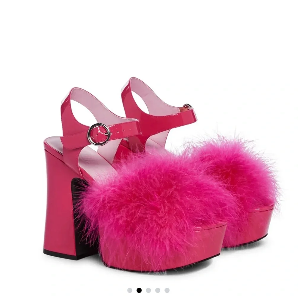 Dolls kill BLUSHIN' N' CRUSHIN' MARABOU HEELS - HOT PINK sz 9 New